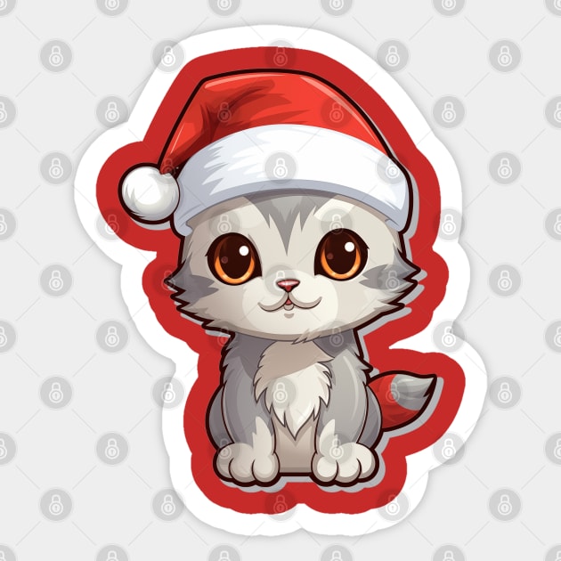 Cute Xmas Cat Sticker by The Little Store Of Magic